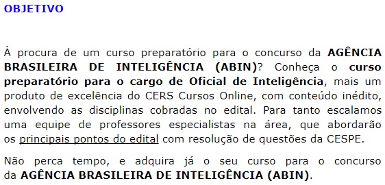 ABIN Oficial de Inteligência PÓS EDITAL - C. 2018 5